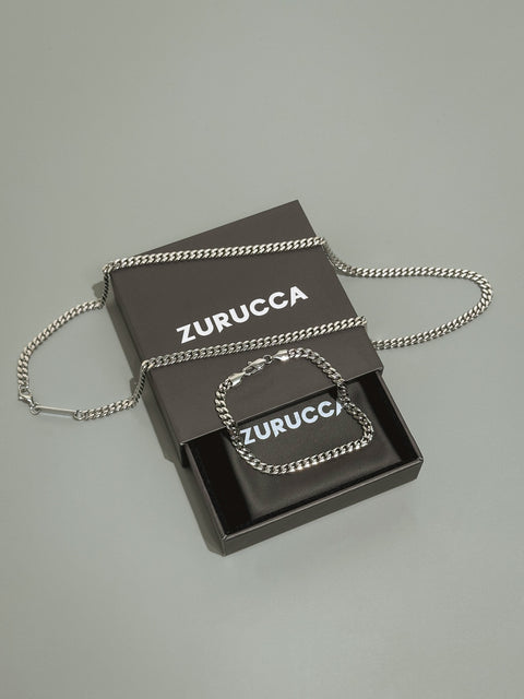 5MM CUBAN CHAIN + BRACELET SET - WHITE GOLD