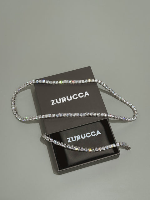 5MM TENNIS CHAIN & BRACELET - WHITE GOLD