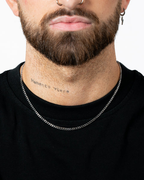 3MM MICRO CUBAN CHAIN - WHITE GOLD