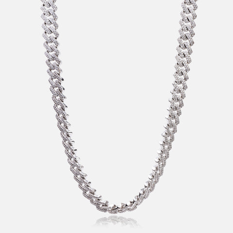 14MM DIAMOND PRONG LINK CHAIN + BRACELET - WHITE GOLD