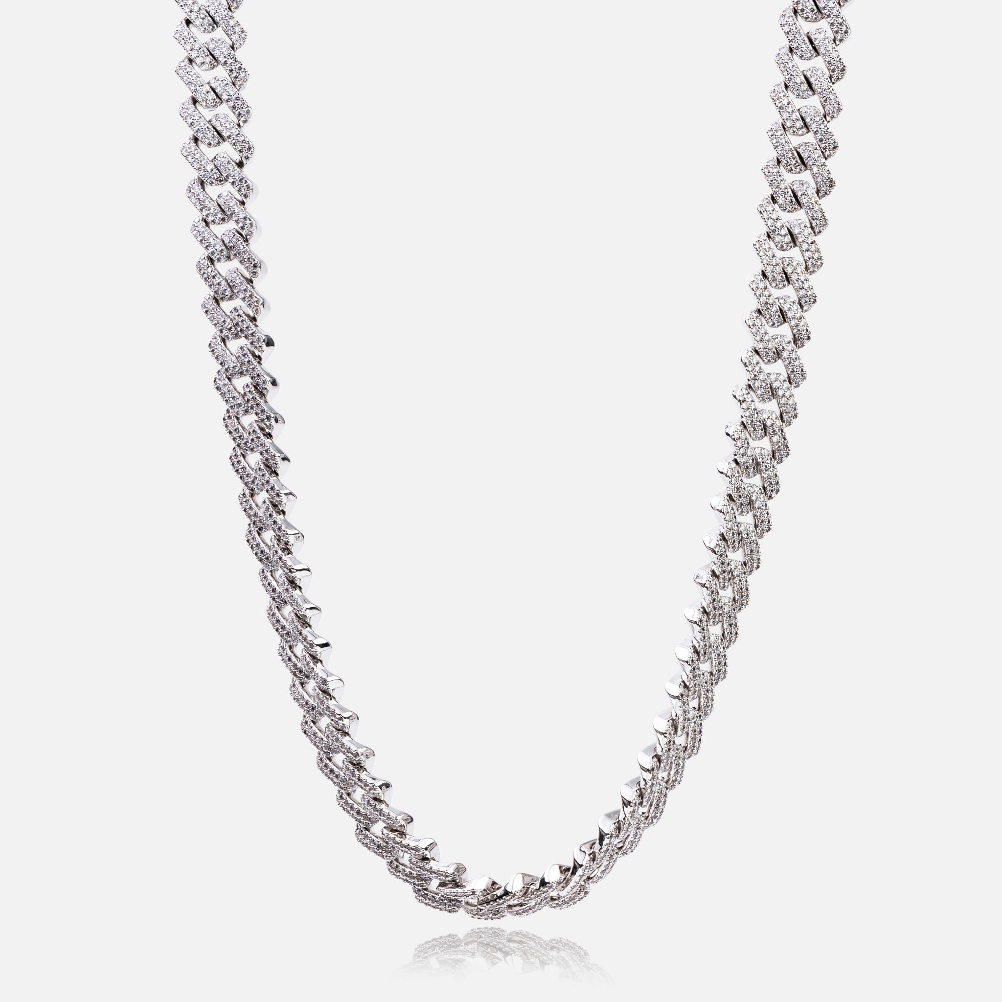 High quality Cernucci 14MM DIAMOND PRONG LINK CHAIN - WHITE GOLD